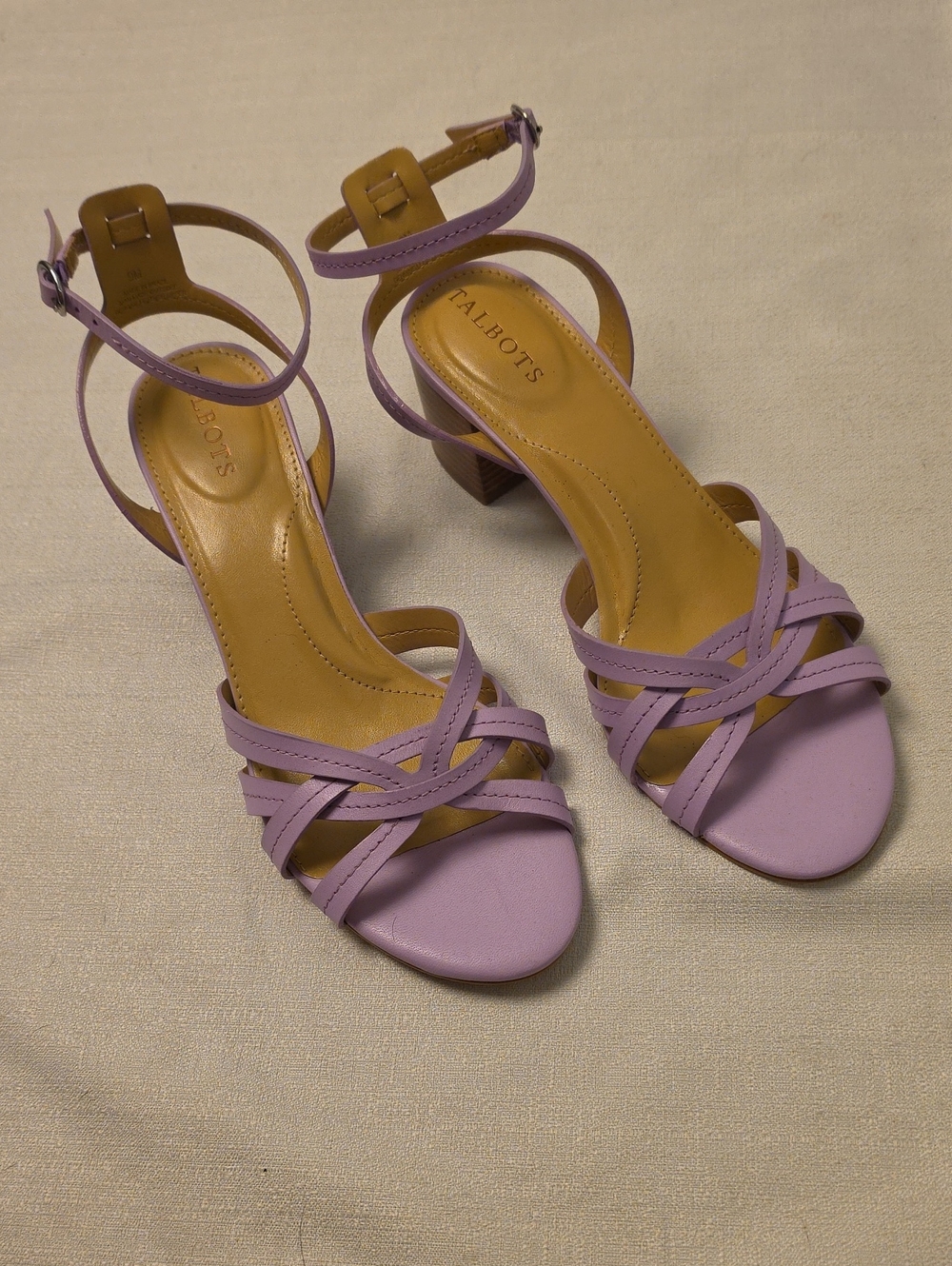 Talbots Lavender Strappy Nappa Block Heel Sandals Size 9M